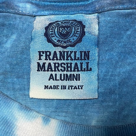 ▲訳あり商品▲ MADE IN ITALY製 FRANKLIN MARSHALL ALUMNI タイダイ染めプリントTシャツ ブルー Sサイズ