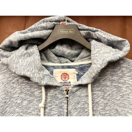 MADE IN ITALY製 FRANKLIN MARSHALL VARSITY フルジップニットパーカー ブルー×ホワイト Lサイズ