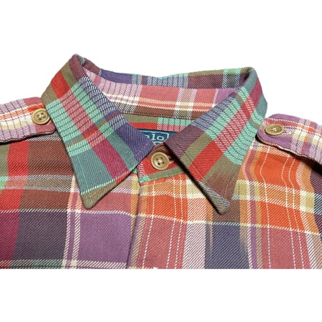 Polo by Ralph Lauren 長袖チェック柄エポーレットシャツ マルチカラー Mサイズ