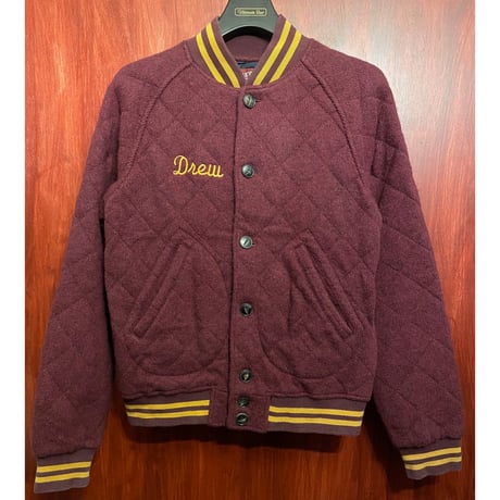 MADE IN ITALY製 DREW&CO. キルティングウールスタジアムジャケット ワインレッド Mサイズ