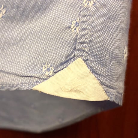 【BARNEYS NEWYORK 取り扱い】 MADE IN ITALY製 Finamore 小紋柄 長袖シャンブレーシャツ サックスブルー Sサイズ