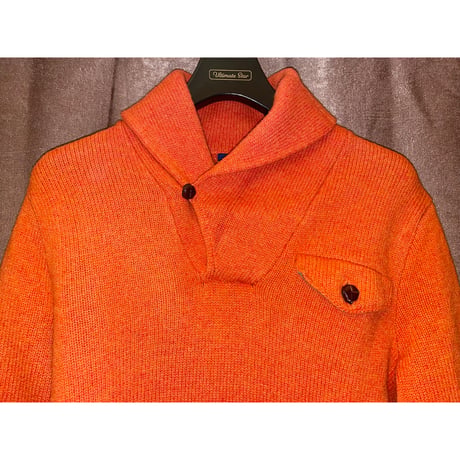 RALPH LAUREN RUGBY ショールカラーウールセーター オレンジ Sサイズ
