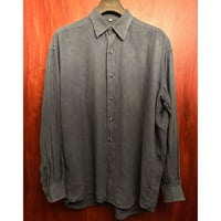 MADE IN ITALY製 BARNEYS NEWYORK オーバーサイズ 長袖リネンシャツ ネイビー Sサイズ