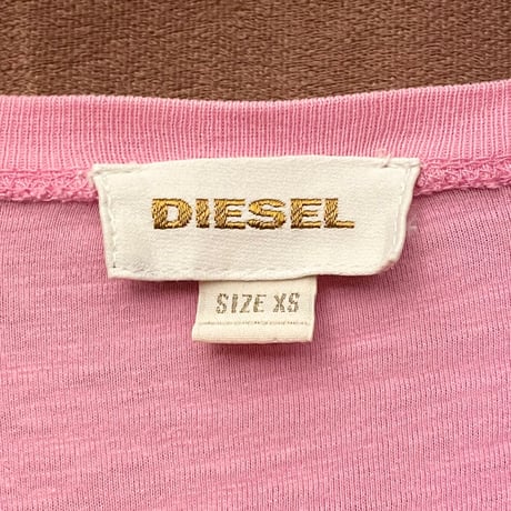 DIESEL VネックTシャツ ピンク XSサイズ