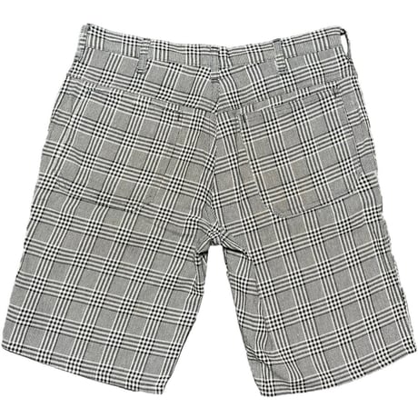 MADE IN EU製 KEMPEL 千鳥格子チェック柄ハーフパンツ ホワイト×ブラック 48サイズ