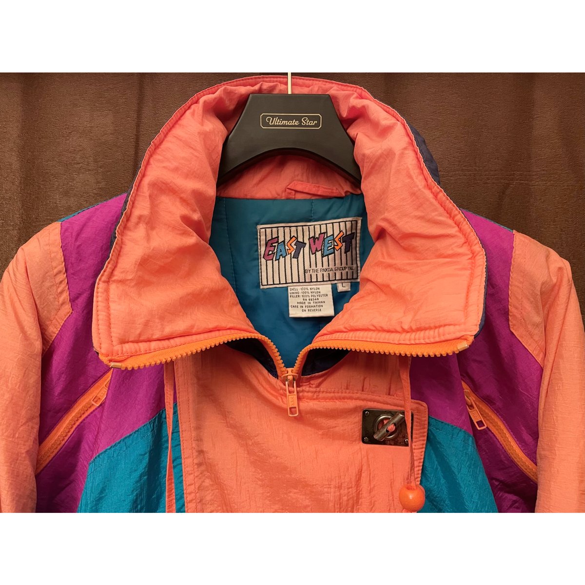 80s～90s EAST WEST クレイジーカラーナイロン中綿ジャケット