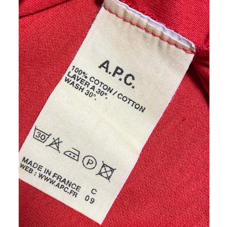 ▲訳あり商品▲ MADE IN FRANCE製 A.P.C. 半袖クルーネックTシャツ レッド 1サイズ