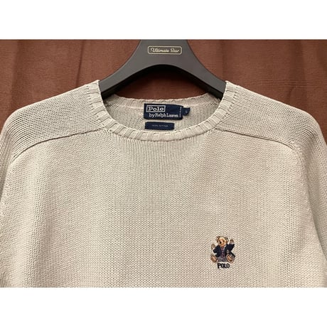 Polo by Ralph Lauren ポロベアクルーネックセーター ペールグリーン Lサイズ