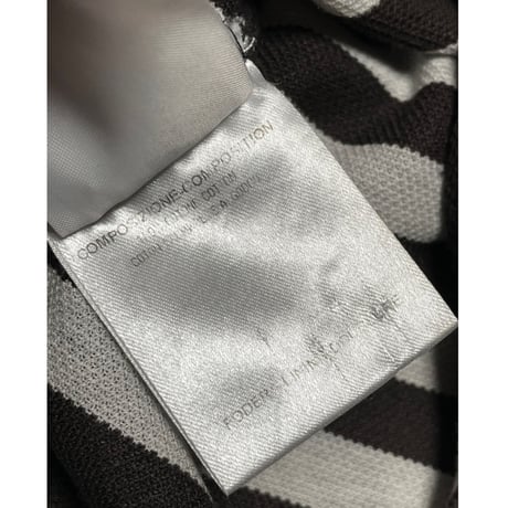 MADE IN FRANCE製 BALENCIAGA ボーダー柄鹿の子ポロシャツ ブラウン×グレー XSサイズ