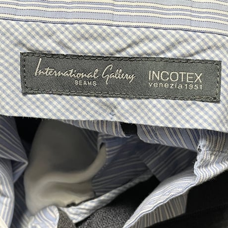 MADE IN PORTUGAL製 International Gallery BEAMS × INCOTEX SUPER 100's ウールスラックス チャコールグレー 46サイズ