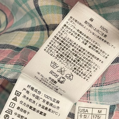 BROOKS BROTHERS irish linen 長袖チェック柄ボダンダウンシャツ マルチカラー Mサイズ