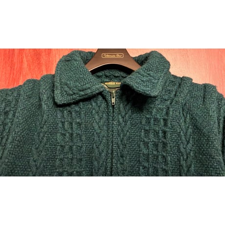 MADE IN IRELAND製 BRANIGAN WEAVERS ウールフルジップニットジャケット グリーン Mサイズ