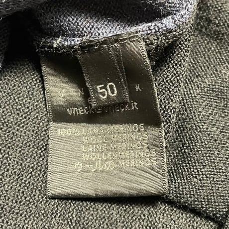 MADE IN ITALY製 VNECK プルオーバーメリノウールパーカー ネイビー×ブラック 50サイズ