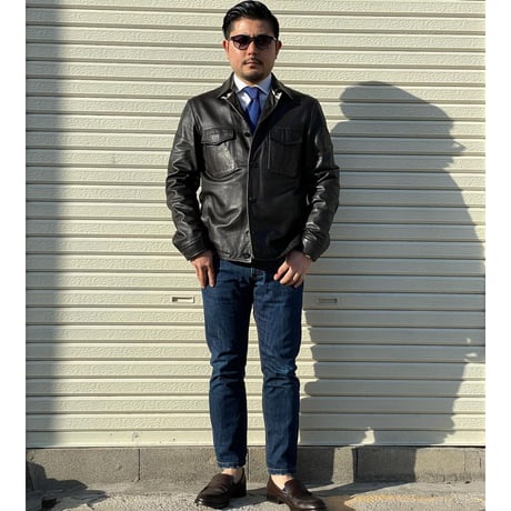 定価15万 ブートニエール付き MADE IN ITALY製 LARDINI ラムレザージャケット ダークブラウン 48サイズ