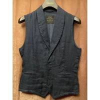 UNITED ARROWS ショールカラーリネンリネンジレベスト ネイビー Sサイズ