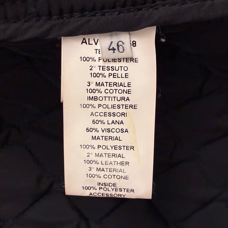 MADE IN ITALY製 ANDREA POMPILIO レザーコンビ 中綿キルティングジャケット ブラック×ブラウン 46サイズ