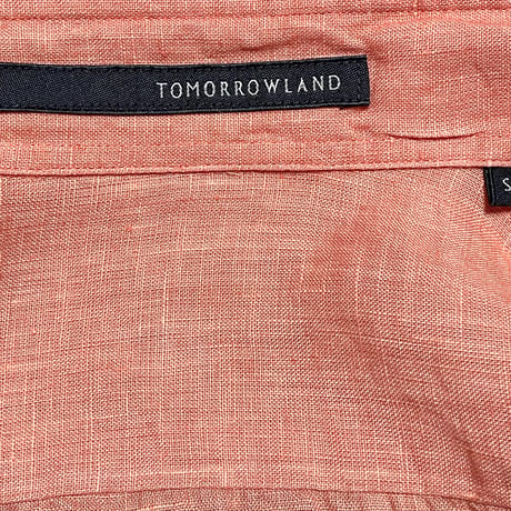 MADE IN JAPAN製 TOMORROWLAND プリーツ加工長袖リネンシャツ オレンジ Sサイズ