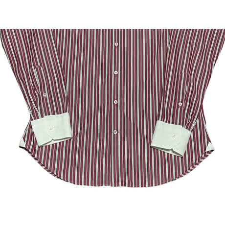 MADE IN ITALY製 ETRO クレリック長袖ストライプシャツ ワイン 39サイズ