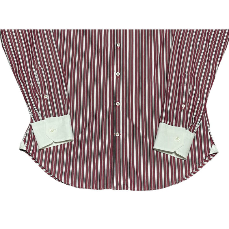 MADE IN ITALY製 ETRO クレリック長袖ストライプシャツ ワイン 39 