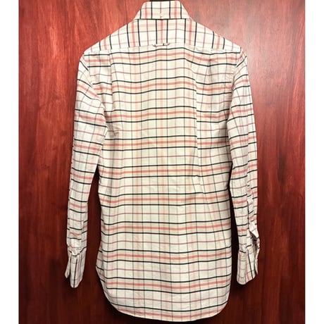 MADE IN USA製 THOM BROWNE チェック柄 長袖ボタンダウンオックスフォードシャツ ホワイト×マルチカラー 0サイズ