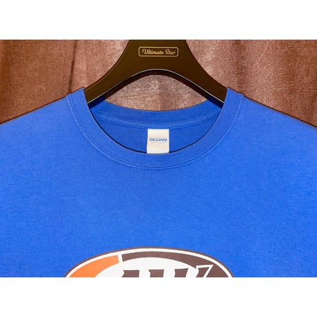 A&W GILDAN Ultra Cottonボディ ロゴプリントTシャツ ブルー Lサイズ