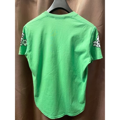 MADE IN ITALY製 DSQUARED2 南国柄半袖VネックTシャツ グリーン XSサイズ
