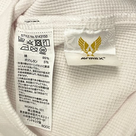 AVIREX クルーネックサーマルニットTシャツ ホワイト Lサイズ