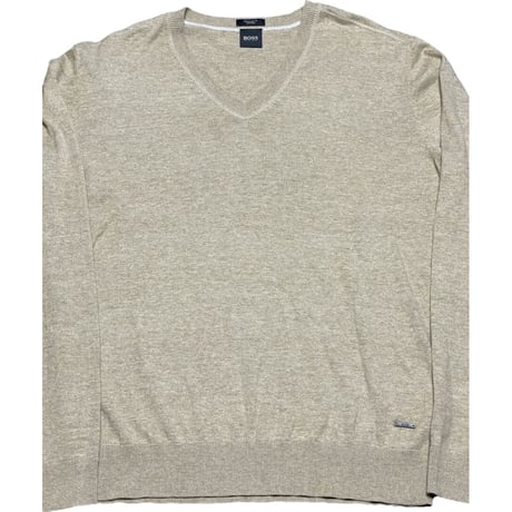 HUGO BOSS コットンVネックセーター ベージュ Mサイズ