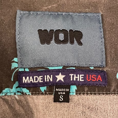 MADE IN USA製 WOR ヤシの木柄 コットンアロハシャツ ブラック Sサイズ