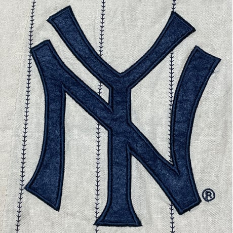 NY YANKEES COOPERSTOWN COLLECTION BY MIRAGE ベースボールシャツ 生成り×ネイビー Mサイズ