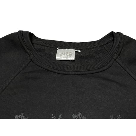 ★新品★ MADE IN ITALY製 MAGLIA 「PER LA NEVE」ロゴプリントリバーシブル裏起毛トレーナー ブラック M～XLサイズ ユニセックス