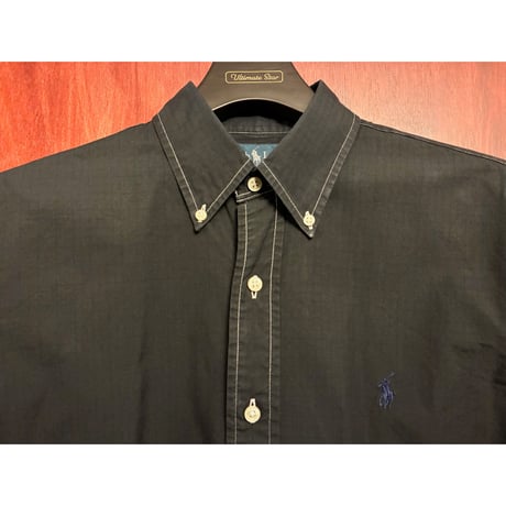 Ralph Lauren CUSTOM FIT シャドーチェック柄 長袖ボタンダウンシャツ ブラック Mサイズ