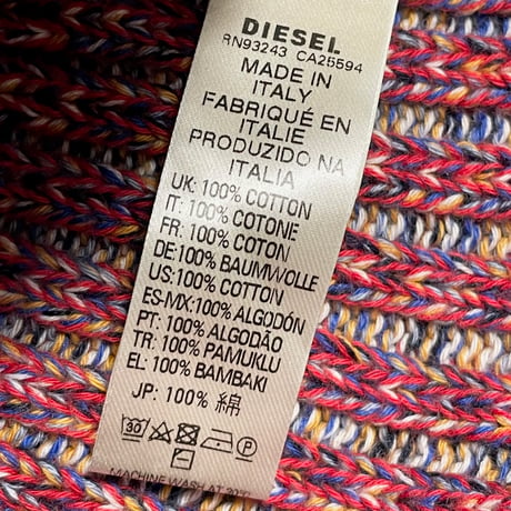 MADE IN ITALY製 DIESEL ミックスコットンニット帽 レッド Fサイズ