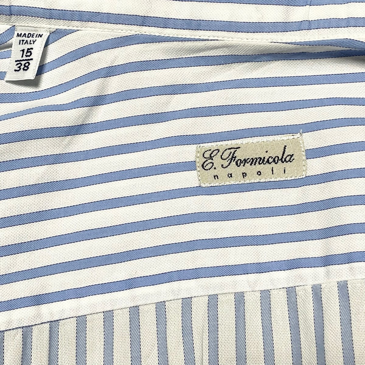 MADE IN ITALY製 Errico Formicola 長袖ストライプシャツ サックス
