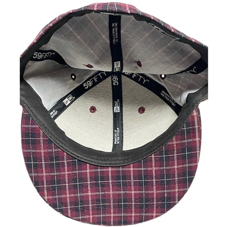 NEW ERA チェック柄ベースボールキャップ ワイン 7 3/4 61.5cm