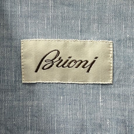 MADE IN ITALY製 Brioni 長袖ストライプ柄シャツ ホワイト×インディゴ 4サイズ