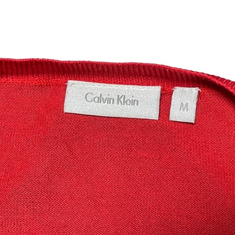 Calvin Klein レイヤード仕様Vネックコットンセーター レッド Mサイズ