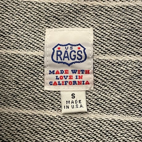 MADE IN USA製 US RAGS ボーダー柄フルジップパーカー ブラック Sサイズ