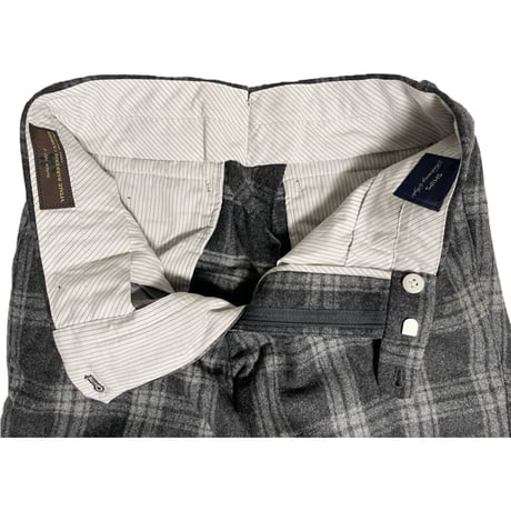 MADE IN JAPAN製 SHIPS VITALE BARBERIS CANONICO SUPER 100's チェック柄ウールスラックス グレー 42サイズ