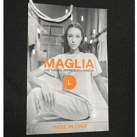 ★新品★ MADE IN ITALY製 MAGLIA 「PER LA NEVE」ロゴプリントリバーシブル裏起毛トレーナー ブラック M～XLサイズ ユニセックス