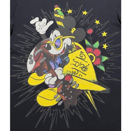 激レア MADE IN USA製 ED HARDY × DISNEY MICKEY MOUSE 限定コラボレーション 半袖プリントTシャツ ブラック Sサイズ