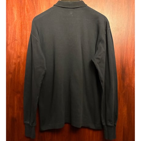 レア MADE IN USA製 80s～90s Ralph Lauren 長袖ニットポロシャツ ダークネイビー Mサイズ