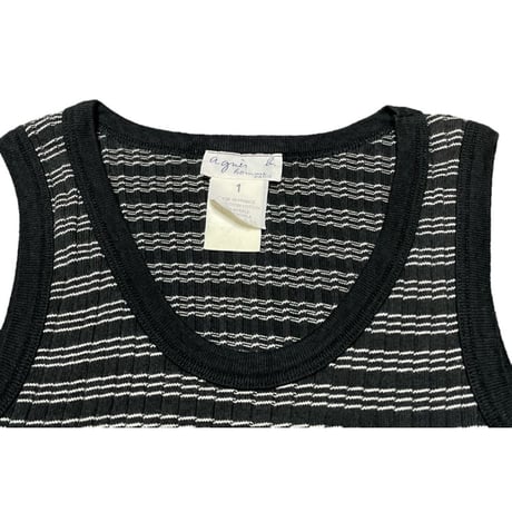 MADE IN FRANCE製 agnès b. homme ボーダー柄タンクトップ ブラック 1/Sサイズ