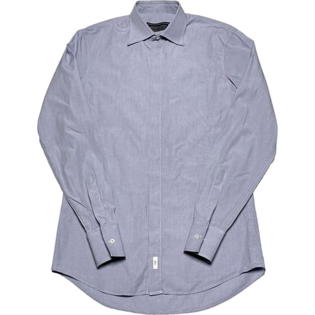▲訳あり商品▲ MADE IN ITALY製 DSQUARED2 比翼仕立てコットン長袖ドレスシャツ ブルー 48サイズ
