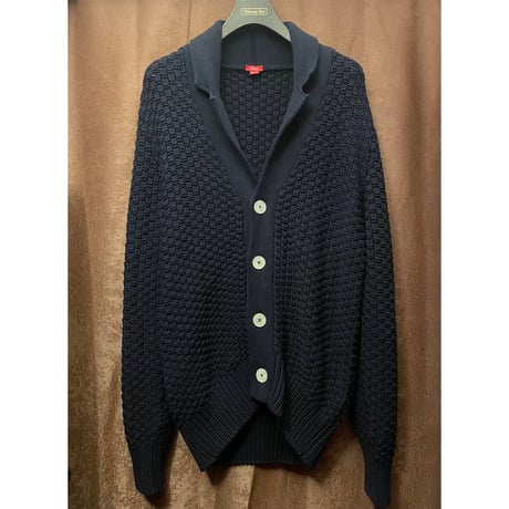 MADE IN ITALY製 altea slim fit テーラード型ニットカーディガン ネイビー Lサイズ