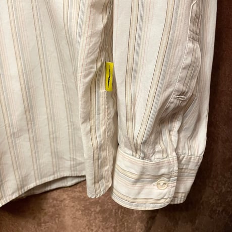 MADE IN JAPAN製 SWAGGER ワッペン付き 長袖ストライプシャツ ホワイト Lサイズ