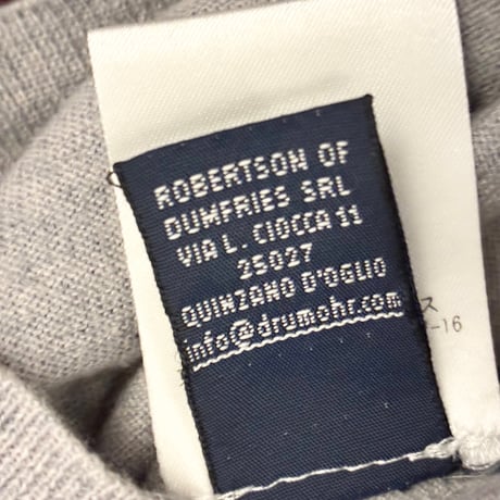 MADE IN ITALY製 Drumohr クルーネックコットンカシミヤセーター グレー 48サイズ
