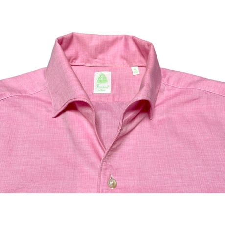 【BARNEYS NEWYORK 取り扱い】 MADE IN ITALY製 Finamore 長袖スキッパーシャツ ピンク Mサイズ