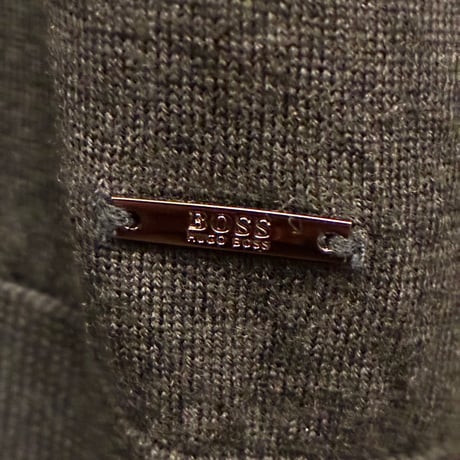 HUGO BOSS クルーネックウールシルクセーター チャコールグレー Sサイズ