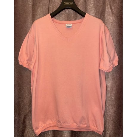 MADE IN USA製 Goodwear リブ付きVネックTシャツ オレンジ Lサイズ